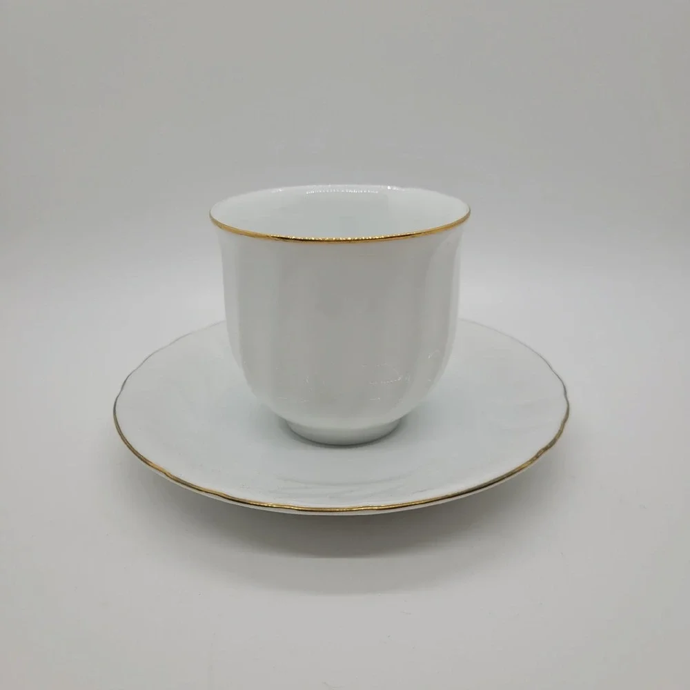 Mikasa Wedding Band Tea Cup Saucer Set Gold Trim White Fine China Japan